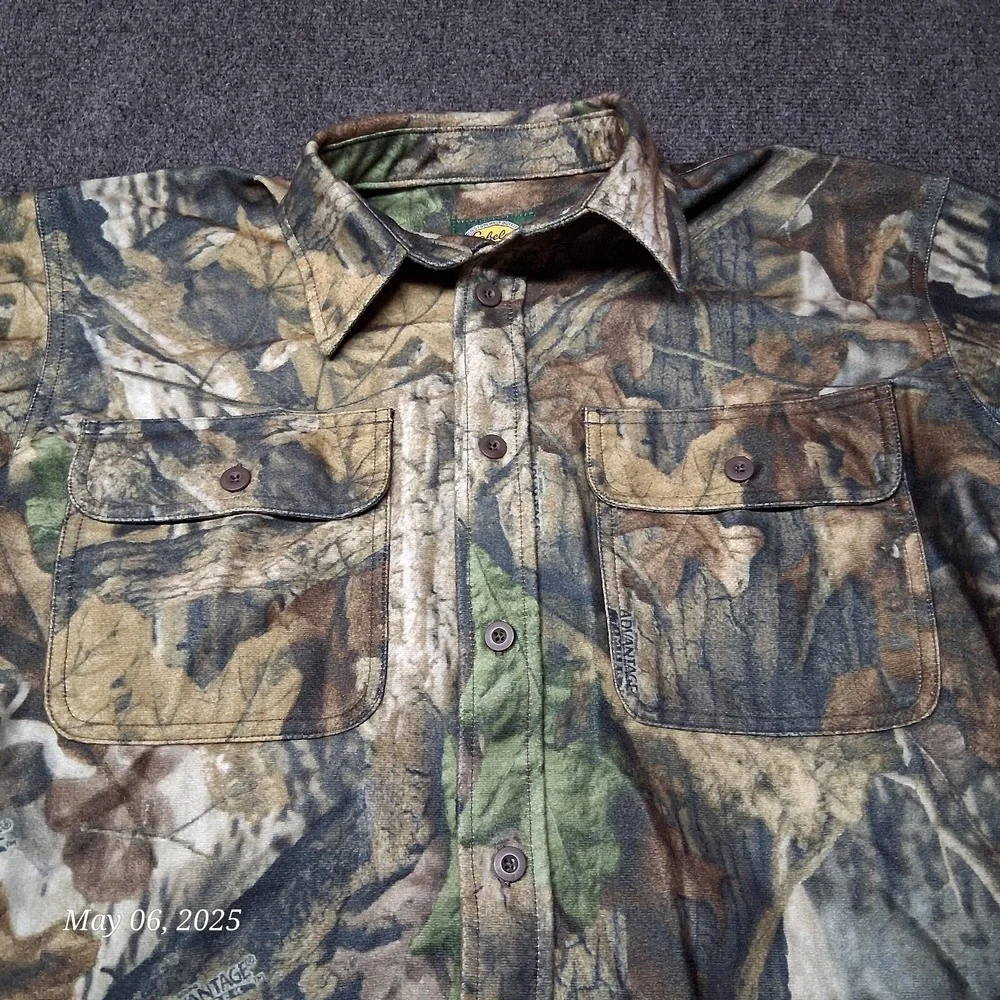 Cabelas Advantage Timber Camouflage Flannel Shirt Men‎ Size Medium